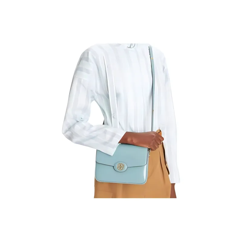 TORY BURCH Robinson Cow Leather Tofu Bag Handbag Shoulder Bag Medium Size Women's Deep Turquoise-4