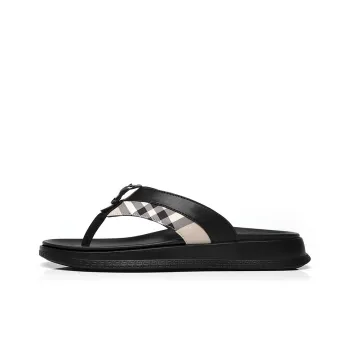 QIE Rubber Sole Flip Flops Men's Black