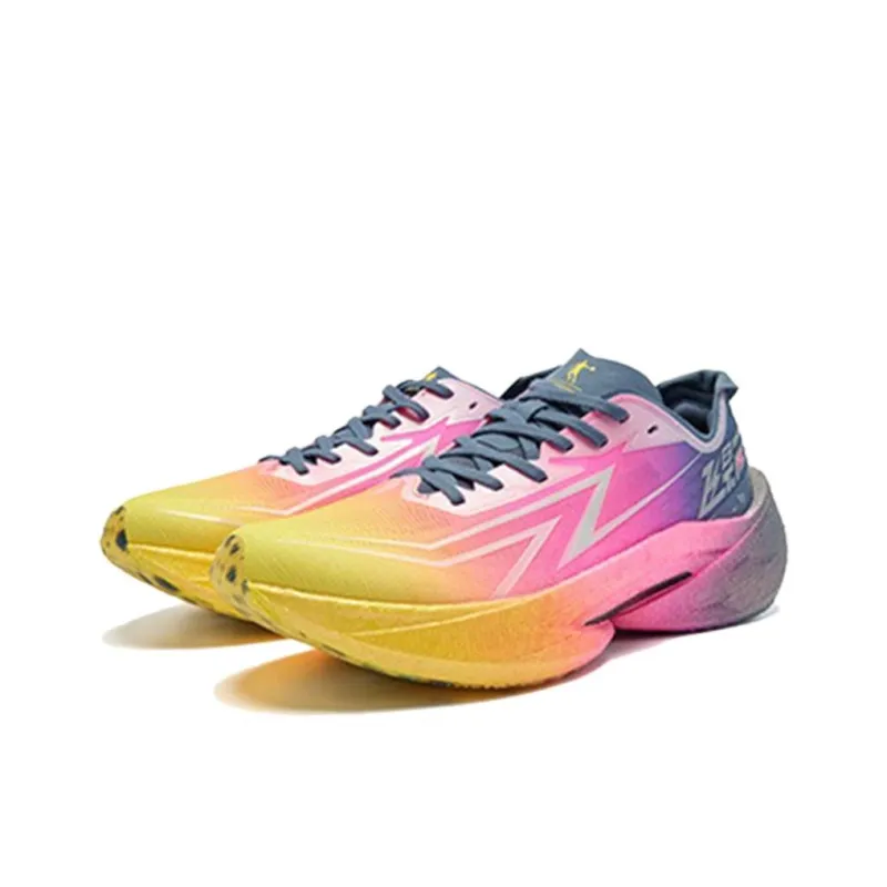 QIAODAN Feiying PRO 2.0 Cushioning Slip Resistant Low Top Carbon Plate Marathon Racing Running Shoes Men's Pink Blue-2
