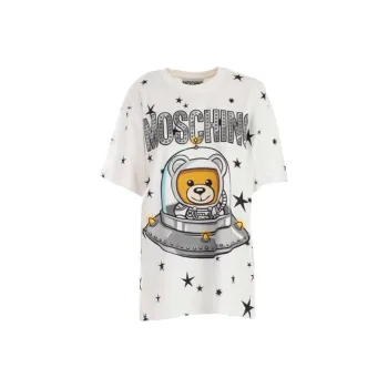 MOSCHINO Drop Shoulder Sleeve T Shirt Women's White