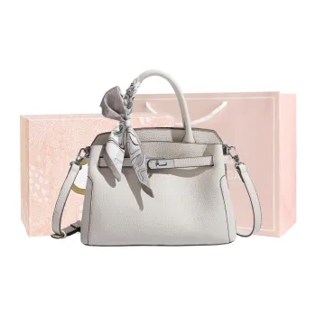 MISS GAIL Synthetic Leather Shoulder Bag, Crossbody Bag, Handbag Medium Size Women's Khaki/White/Blue