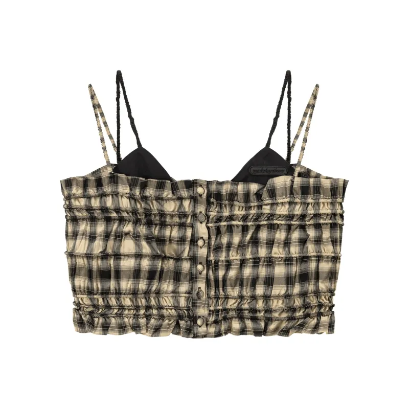CHUU Tank Tops Women's Black Plaid-0