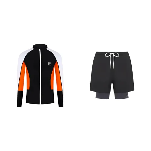 BALNEAIRE Swimsuit Set Men's Black/White/Vibrant Orange