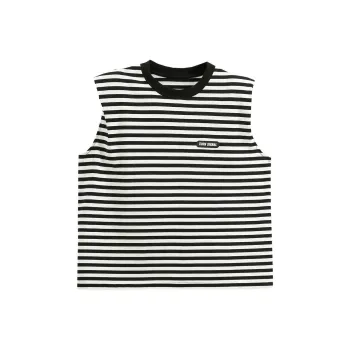 TURN SIGNAL Tank Tops Women's Black White Stripes