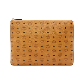 MCM Pouch Crossbody Visetos Medium Cognac