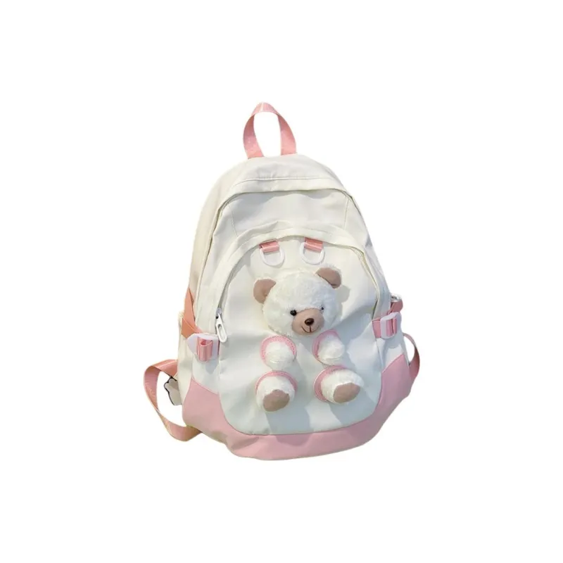URBAN FOREST Nylon, Plush Backpack Women's Pink/Blue/Yellow/Black-0