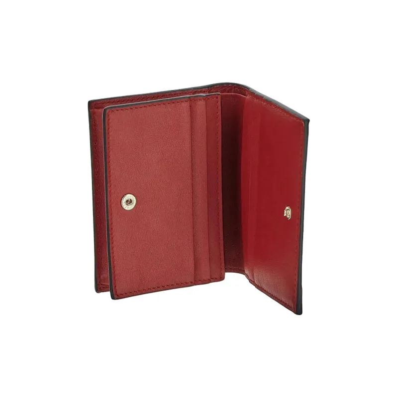 Valentino Rockstud Leather Wallet Women's Red-3