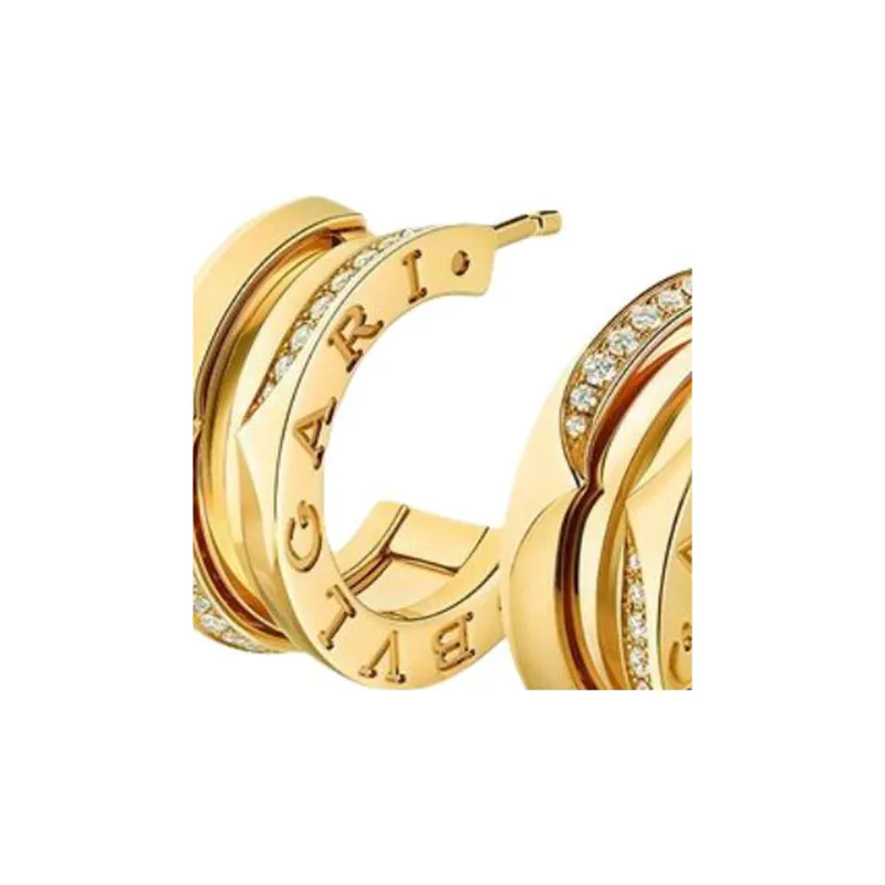 BVLGARI Diamond Earrings Unisex Gold-2