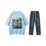 Clothing Set (Light Blue Top+Vintage Blue Pants)