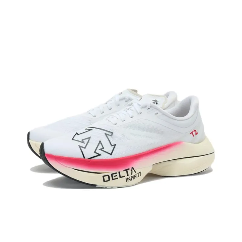 DESCENTE DeltaPro EXP V2 Anti Slip Wear Resistant Low Top Racing Running Shoes Unisex White Pink-1
