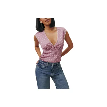 REFORMATION Cherry Silk Top Tank Tops Women's Light Purple