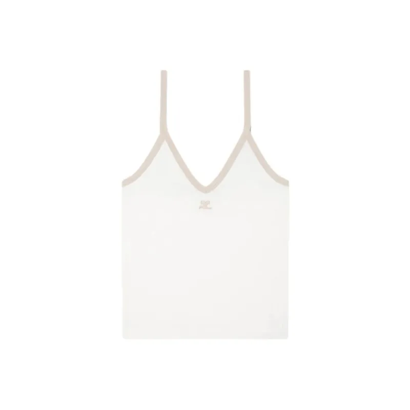 COURREGES Contrast V Neck Tank Top-0