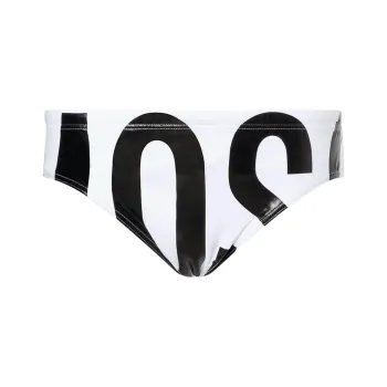 MOSCHINO Maxi Logo Beach Briefs Swimming Shorts Men's White