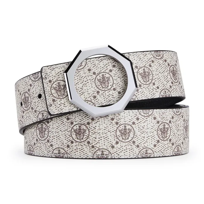 Jeccieziio Top Grain Cow Leather Smooth Buckle Belt Men's Width 3.8cm-9