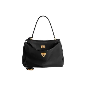 Balenciaga Rough Calfskin One Shoulder Handbag Women's Black