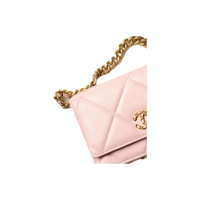 CHANEL 19BagWOC Sheepskin Shoulder Bag, Crossbody Bag Women's Light Pink-3