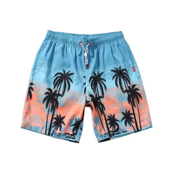 GAILANG Beach Shorts Men's Blue Pink Print