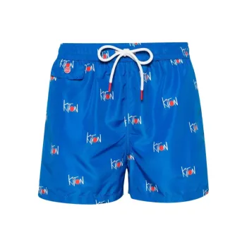 KITON All-over Logo Printed Swim Shorts