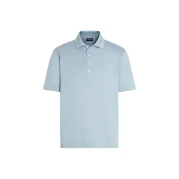 Zegna SS25 Polo Shirt Men's Mixed Light Blue