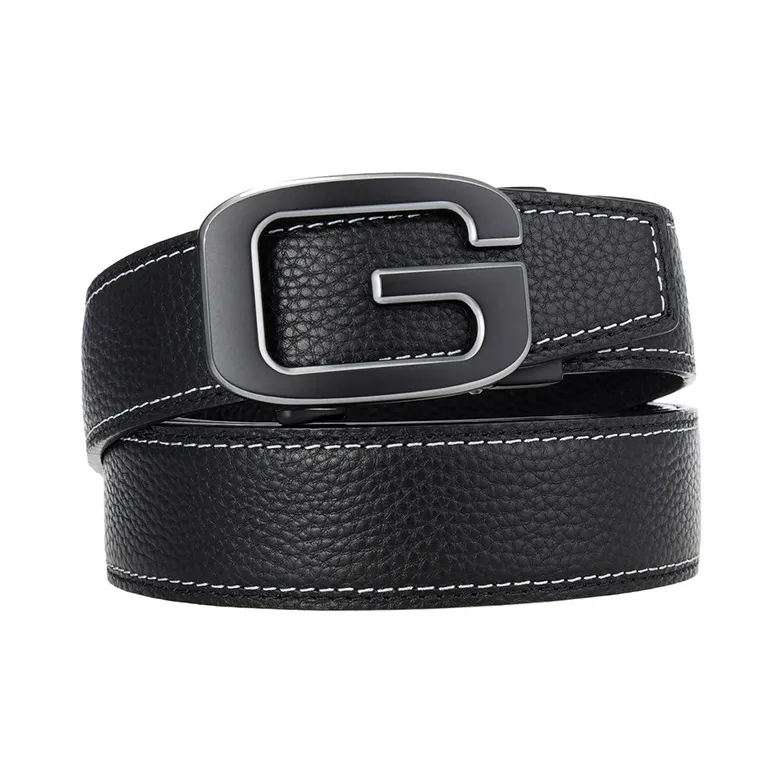 Lanza Top Grain Cow Leather Belts Men's Width 3.5CM-3