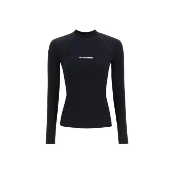 JIL SANDER + Logo Printed Long Sleeved Top