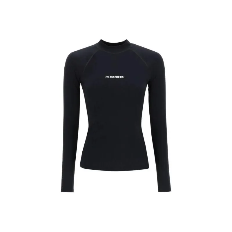 JIL SANDER + Logo Printed Long Sleeved Top-0