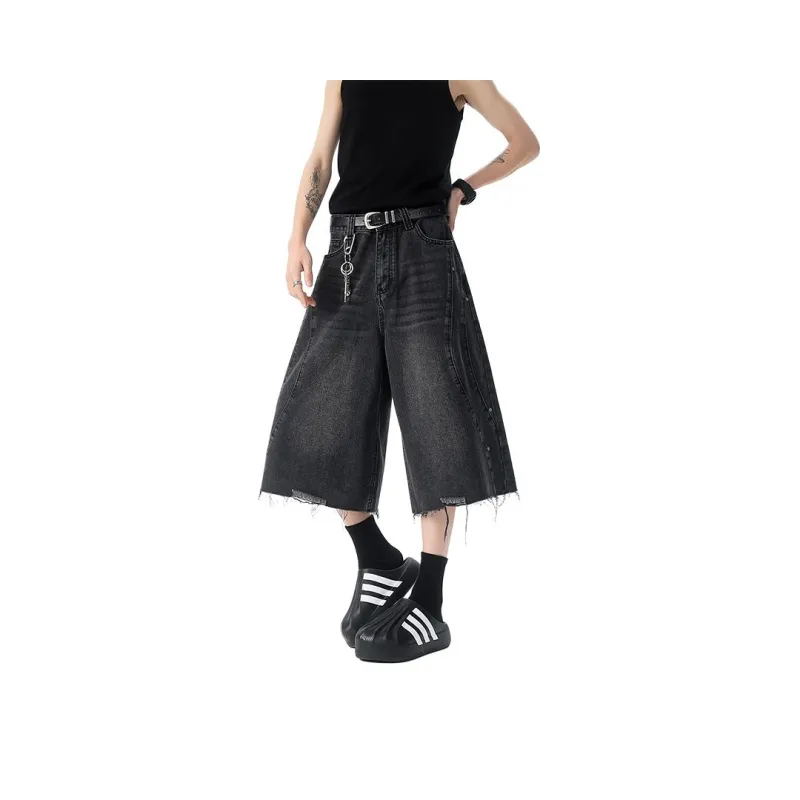 GROW DATE Denim Shorts Unisex Black-0
