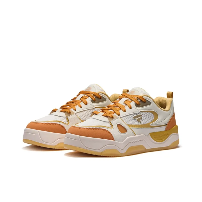 FILA FUSION BANK III Lightweight And Breathable Low Top Skateboard Shoes Women's White Yellow Orange-2