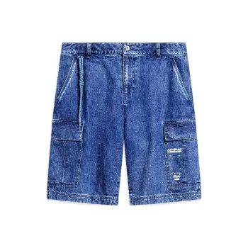 LINING Skateboard Casual Shorts Men Light Blue Denim