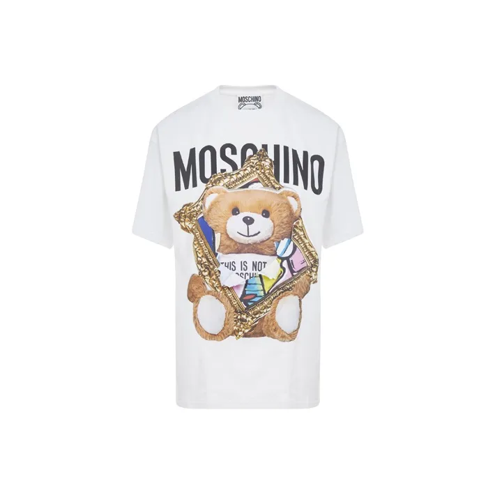 MOSCHINO Drop Shoulder Sleeve T Shirt Women's White-0