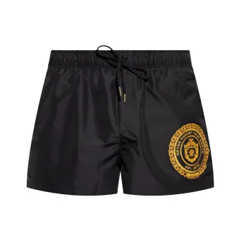 VERSACE Logo Printed Drawstring Swim Shorts