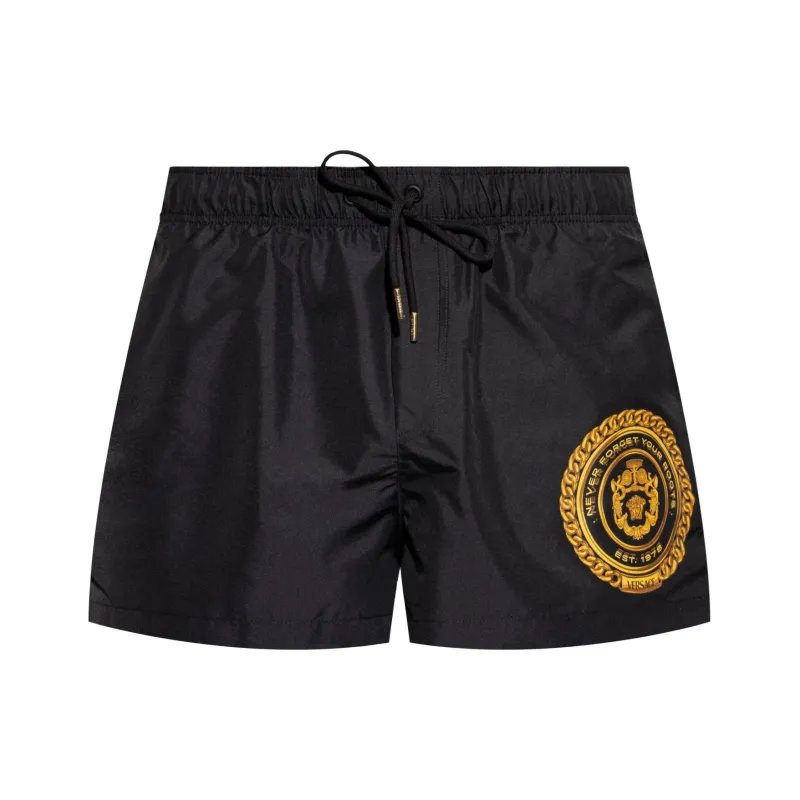 VERSACE Logo Printed Drawstring Swim Shorts-0