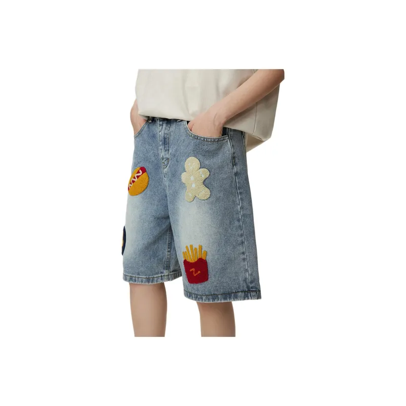 NEVER RULE Denim Shorts Unisex Light Blue-0