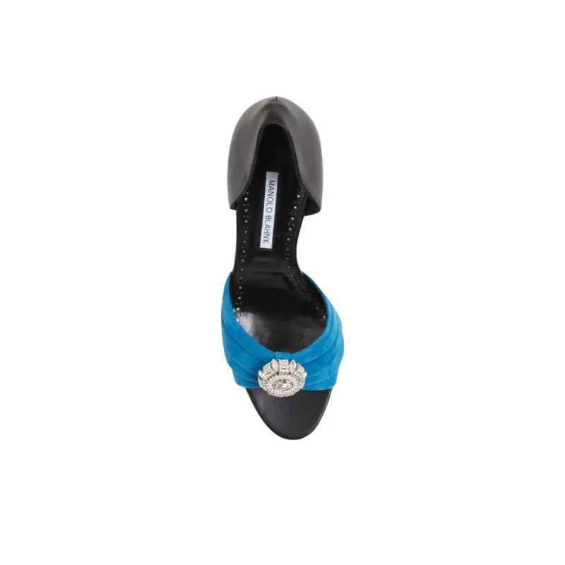 MANOLO BLAHNIK Ansak One Strap Sandals 9cm Women's Blue-3
