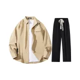 Long-Sleeved Set (Khaki+Black)
