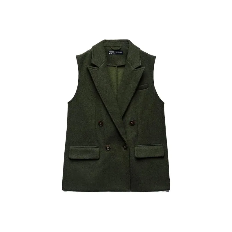 ZARA Tank Tops Women's Dark Green-0