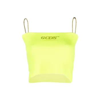 GCDS Logo Embellished Square Neck Top