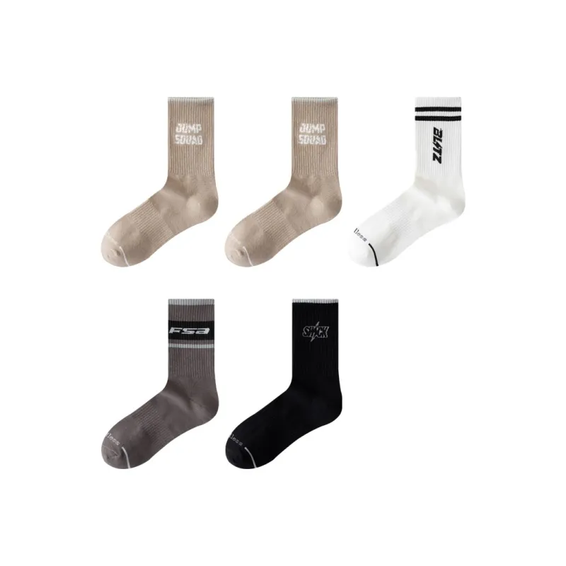 H YXIANG Mid Calf Socks Men's 5 Pack-15