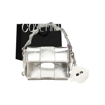 CORE BIRD PU Shoulder Bag Small Size Women's Light Gray/Silver