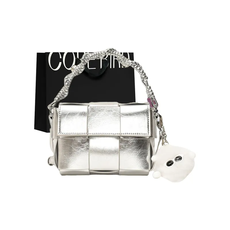 CORE BIRD PU Shoulder Bag Small Size Women's Light Gray/Silver-0