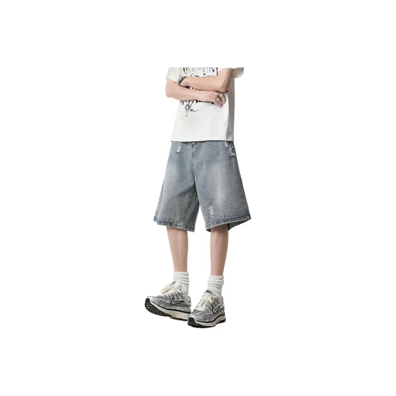HOKLV Denim Shorts Unisex Black-4