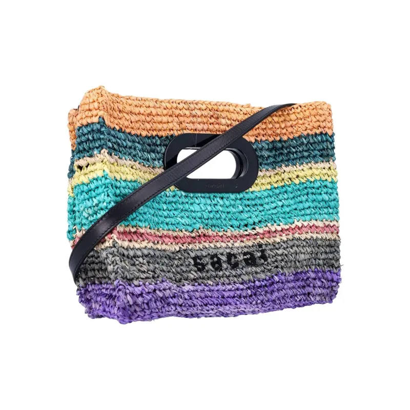Sacai Logo Detailed Striped Mini Tote Bag-2