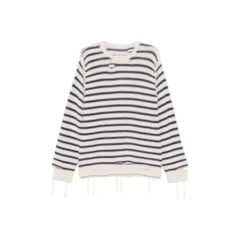 MM6 Maison Margiela Striped Raw Cut Edge Jumper