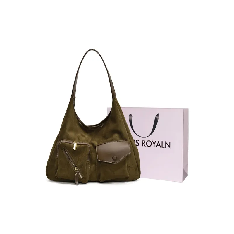 LOUIS ROYALN Suede Shoulder Bag Regular Women's Black/Green/Pink/Coffee-4