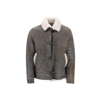 THOM BROWNE 4-Bar Shearling Collar Jacket