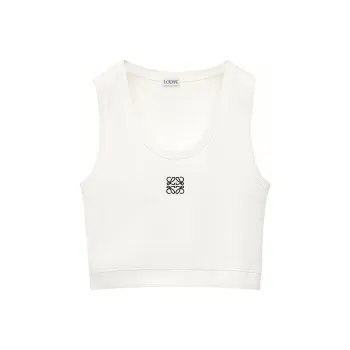 LOEWE Cropped Anagram Tank Top 'White/Navy Blue'
