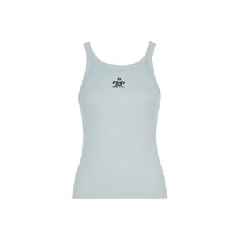 FENDI Logo Embroidered Knitted Tank Top