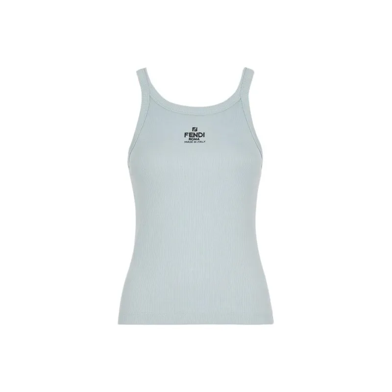 FENDI Logo Embroidered Knitted Tank Top-0