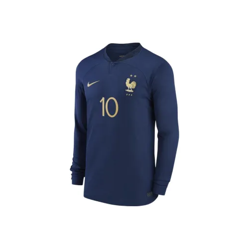 Nike France National Team 2022/23 Stadium Home Kylian Mbappe Men's Nike Dri FIT Long Sleeve Soccer Jersey