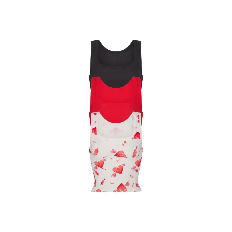Skims Valentine's Day Collection Tank Tops Women's 3 Pack HEART And ARROW MULTI/Heart And Arrow Multi-0